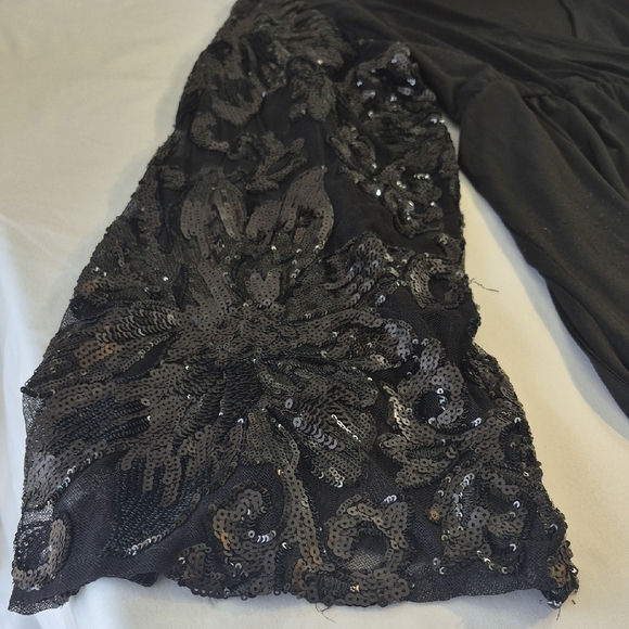 VENUS Black Sequin Lace Long Sleeve Blouse. Women Plus 2x - Picture 6 of 12